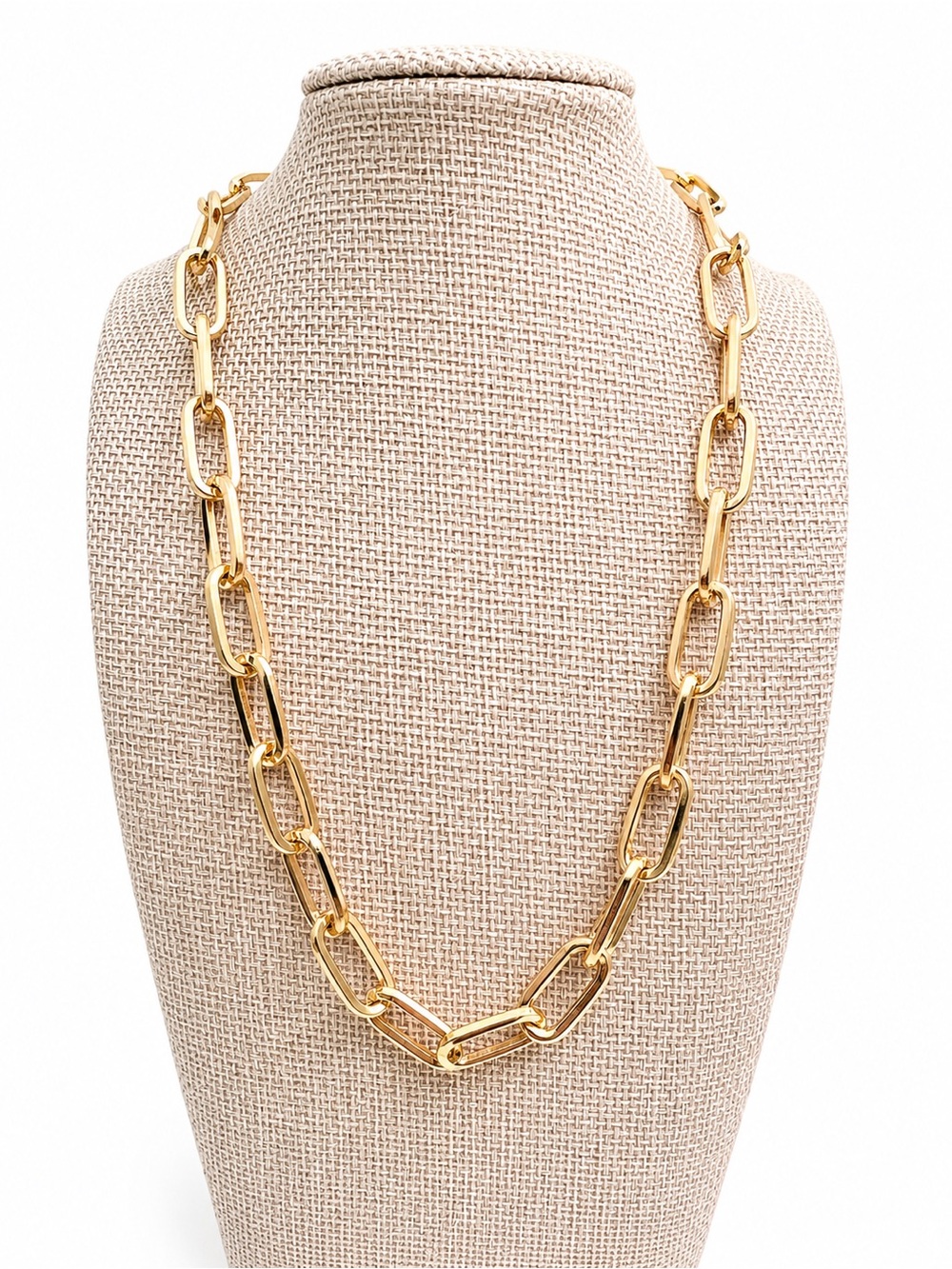 Classic Gold Tone Paperclip Link Necklace